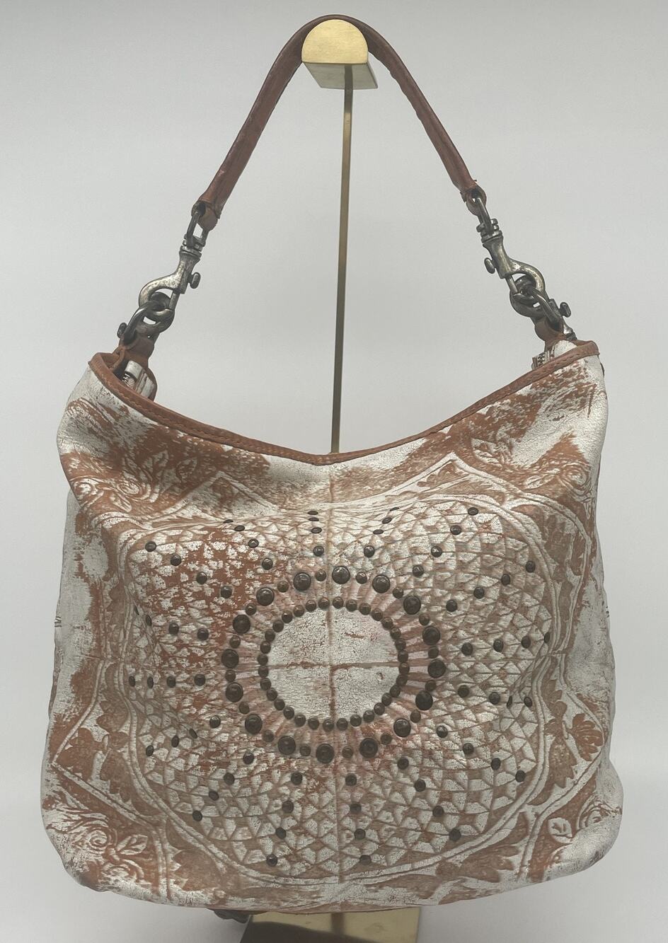 Campomaggi Italian Leather Hobo Shoulder Bag Distressed Whitewashed Boho Slouchy